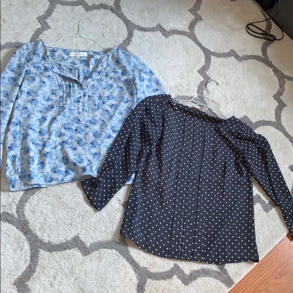 Lot of 2 Ann Taylor loft blouses blue size xs